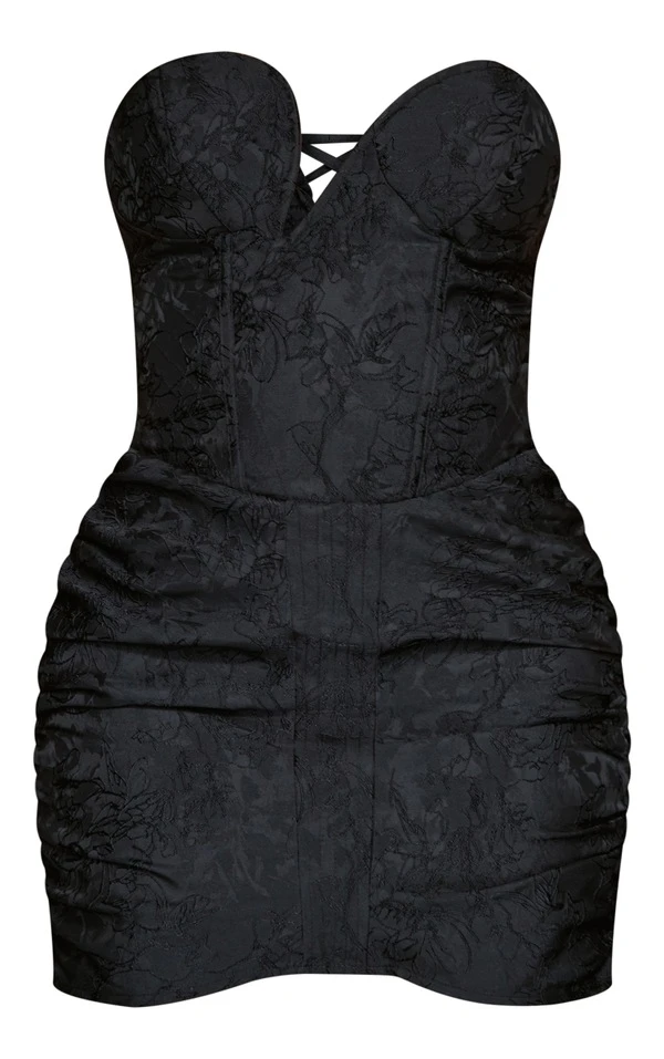 Shape Robe Moulante Tissée Froncée Noire à Décolleté Plongeant Asymétrique 5 Shape Robe Moulante Tissée Froncée Noire à Décolleté Plongeant Asymétrique – Image 5