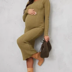 Maternité Robe Moulante De Grossesse Longue En Maille Tricot Kaki à Nouer Derrière -Promos Jupe Éthérée Boutique 2ea3d93414e3b2f5a54f1c0bd1729c2f961e9381 cnd2820 3
