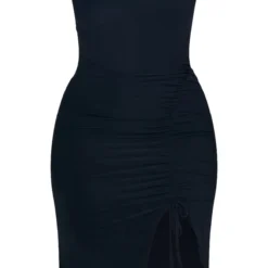Plus Robe Mi-longue En Jersey Doux Froncé Noir à Col Bénitier -Promos Jupe Éthérée Boutique 3094167e2a2d259f49b6adcab31c086c970846d0 cnc5130 5