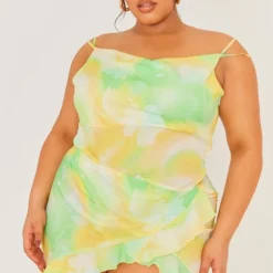 Plus Robe Mi-longue Verte Imprimé Abstrait à Volants -Promos Jupe Éthérée Boutique 32b584e5f5eafe23cd04d82220f0835b10152588 cne4168 4