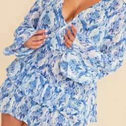 Plus Robe Droite Bleu Ciel Imprimée à Volants -Promos Jupe Éthérée Boutique 32cbc787818172c3b2d1cd79b318db8c6987c7eb cnc9705 4