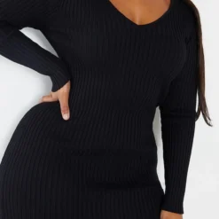 Plus Robe Mi-longue En Maille Côtelée Noire à épaules Dénudées -Promos Jupe Éthérée Boutique 33e3a3ee9c7be3d9d1b48dc9f8bb47fe6e280c42 CML1675 4