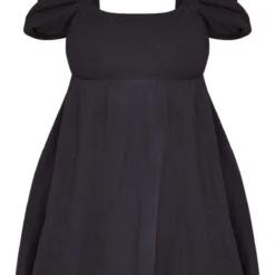 Plus Robe Droite En Effet Lin Texturé Noir à Manches Bouffantes -Promos Jupe Éthérée Boutique 346fa3819a8b37a5a2927167ef718659b091c62c cne4074 5