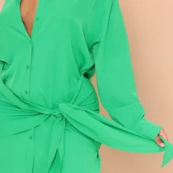 Plus Robe Chemise Vert Vif à Nouer Devant -Promos Jupe Éthérée Boutique 347e38dbe3036f1d6920ac27b7a59ea12a4760b6 cmw4104 5