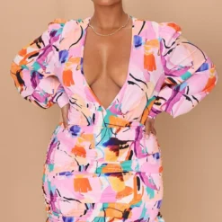 Plus Robe Moulante Froncée Multicolore Imprimé Abstrait à Décolleté 7 Plus Robe Moulante Froncée Multicolore Imprimé Abstrait à Décolleté -Promos Jupe Éthérée Boutique 34896641f2aefc92b27396dcd60e6d284b25fc33 cmw4094 4