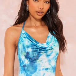 Tall Robe Longue Bleue Imprimé Aquarelle à Col Bénitier -Promos Jupe Éthérée Boutique 3567c7c0fafcc9c7910556071fbd6cd55a08dfa0 cnf1329 4