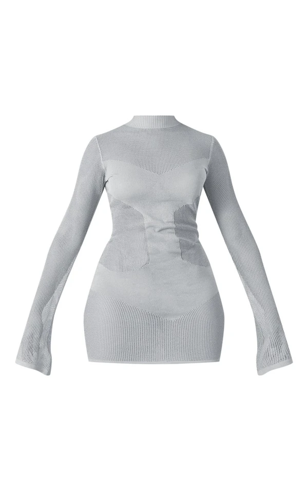 Shape Robe Moulante En Maille Tricot Gris Pierre à Parties Contrastantes 5 Shape Robe Moulante En Maille Tricot Gris Pierre à Parties Contrastantes – Image 5