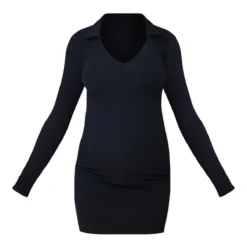 Maternité Mini-robe De Grossesse Noire à Col Polo Et Décolleté Plongeant -Promos Jupe Éthérée Boutique 383a9b7c816a5f64068ccf85f75df3e7a5d36d02 cmw5814 6