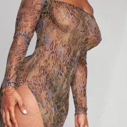 Shape Robe Longue En Mesh Imprimé Marron à épaules Dénudées -Promos Jupe Éthérée Boutique 39498de4f1d59a3fa5ca067028d51f6ce2a78746 cnd2606 4