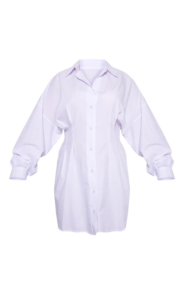 Plus Robe Chemise En Popeline Blanche à Taille Cintrée 5 Plus Robe Chemise En Popeline Blanche à Taille Cintrée – Image 5