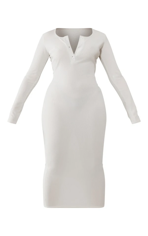 Shape Robe Mi-longue Côtelée écrue Boutonnée Devant à Manches Longues 5 Shape Robe Mi-longue Côtelée écrue Boutonnée Devant à Manches Longues – Image 5