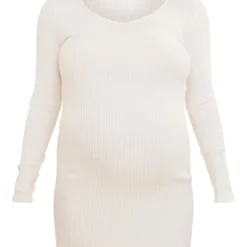 Maternité Robe De Grossesse Moulante Crème En Maille Côtelée Brossée à Décolleté -Promos Jupe Éthérée Boutique 3ce277fd322a28bb64a0f0e43ecbd025ab39a64b cnd0063 5