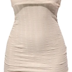 Petite Robe-bustier Moulante Texturée Crème à Bordure Repliée -Promos Jupe Éthérée Boutique 3ed076448918e882f597813133fb6497ffcabb6a cne2326 5