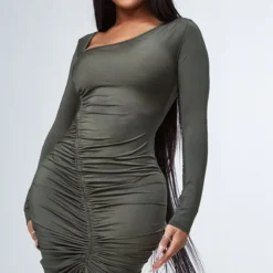 Shape Robe Moulante Kaki à Col Asymétrique Froncé -Promos Jupe Éthérée Boutique 3f717cfb33126f6435b3a989dad6d65fbe52ce6c cnc8790 3