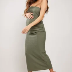 Maternité Robe De Grossesse Bustier Longue Texturée Vert Olive -Promos Jupe Éthérée Boutique 3fb8a5f53d014f79ac9970f273ccbb0327006aac cne2185 3