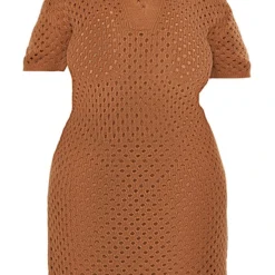 Plus Robe De Plage Mi-longue En Maille Tricot Marron -Promos Jupe Éthérée Boutique 4027cb5fc7352f3ff42a79e856010951cab2f9f3 cnc7356 5