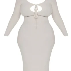 Plus Robe Douce Gris Pierre à Manches Longues Et Liens Noués Devant -Promos Jupe Éthérée Boutique 427e6d0454cd07dac26c39f57c26c87802afadee cnc9610 5