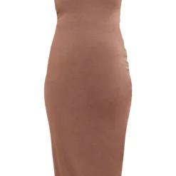 Maternité Robe De Grossesse Mi-longue En Jersey Chocolat à Manches Courtes -Promos Jupe Éthérée Boutique 42817360f561e0b881be181e714616882b36ac4e cnd0105 5