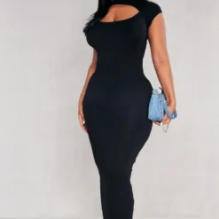 Shape Robe Longue En Coton Noir Découpé Devant à Manches Courtes -Promos Jupe Éthérée Boutique 431d0f689e573114abf99fedc1d1ef6e4cfc63c4 cnd7491 3