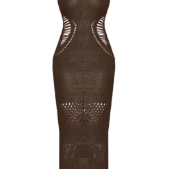 Petite Robe Longue Chocolat En Maille Crochet à Décolleté Plongeant -Promos Jupe Éthérée Boutique 445213d816a9c76fbe2b9a66ae7b1261ef2c67fc cmw7902 6