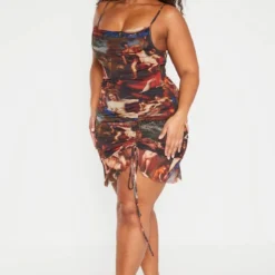 Plus Robe Froncée En Mesh Imprimé Renaissance Multicolore -Promos Jupe Éthérée Boutique 45d6273c9a3c430245c7663f737542020a8b8958 cmg6796 4