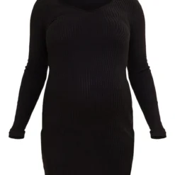 Maternité Robe De Grossesse Moulante Noire En Maille Côtelée Brossée à Décolleté -Promos Jupe Éthérée Boutique 46b9f9757dddc26c4723969236906c257f997e07 cnd0064 5