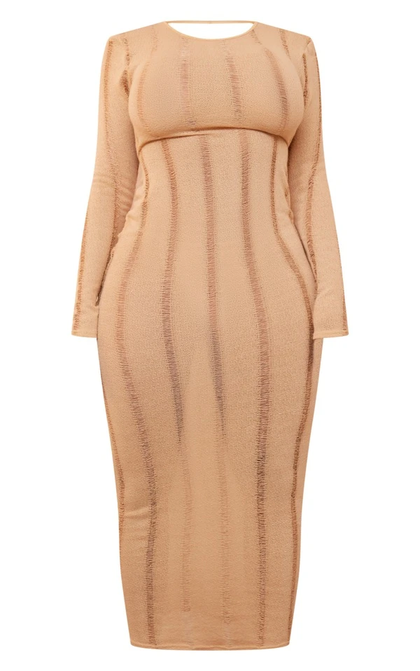 Shape Robe Mi-longue En Maille Tricot Ajourée Gris Pierre à Dos Ouvert 5 Shape Robe Mi-longue En Maille Tricot Ajourée Gris Pierre à Dos Ouvert – Image 5