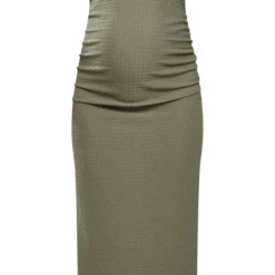 Maternité Robe De Grossesse Bustier Longue Texturée Vert Olive -Promos Jupe Éthérée Boutique 476c1287983bc94e979c1f338561c8a313b7824f cne2185 5