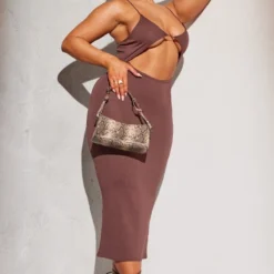Shape Robe Longue Côtelée Douce Marron Chocolat Découpée Devant -Promos Jupe Éthérée Boutique 47ed8ec94c31086aa6783a226b563ac1ec146ad9 cmy0765 4