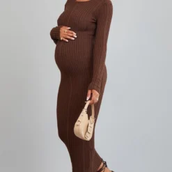 Maternité Robe Moulante De Grossesse Longue En Maille Tricot Chocolat à Nouer Derrière -Promos Jupe Éthérée Boutique 4802cb36d99cb0bd3f059a2cf136af391906ae21 cna5399 3