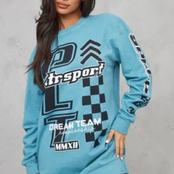 Petite Robe Pull Bleue Imprimé PLT Cross