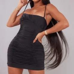 Shape Robe Très Moulante Très Froncée Noire