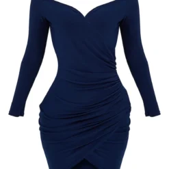 Shape - Robe Moulante Col Bardot Bleu Marine Froncée -Promos Jupe Éthérée Boutique 4ac59e4233346228b5854118904204cf9ef5e9fb CLT8429 3