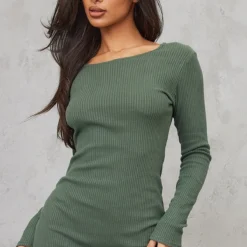 Petite Robe Longue Fendue Côtelée Brossée Kaki Mousse à Manches Longues -Promos Jupe Éthérée Boutique 4b34b5f3a2e656ab14bb4e50135911a62658b342 cnd0210 4