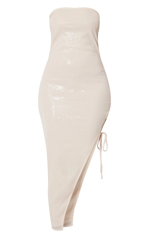 Tall Robe Bustier Mi-longue Nude à Sequins 5 Tall Robe Bustier Mi-longue Nude à Sequins – Image 5