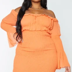 Plus Robe Moulante En Mousseline De Soie Orange Vif Effet Froncé -Promos Jupe Éthérée Boutique 4dbfc7546bdfa434d759f2a4d7151716e18f538f cms2543 4
