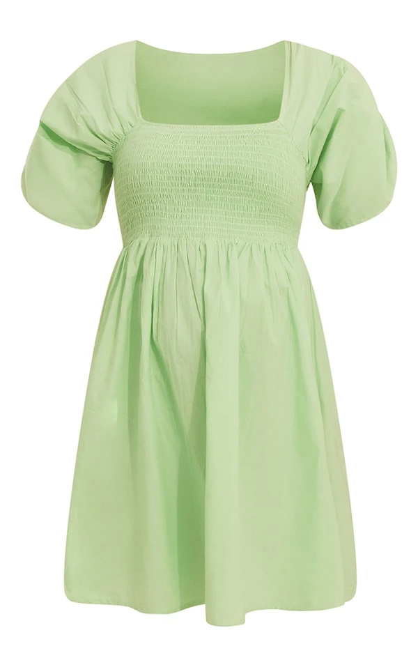 Maternité Mini Robe Babydoll De Grossesse Vert Sauge Froncée Sur Le Buste 5 Maternité Mini Robe Babydoll De Grossesse Vert Sauge Froncée Sur Le Buste – Image 5