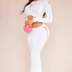 Shape Robe Mi-longue Douce Blanche Sans Coutures Découpée Froncée -Promos Jupe Éthérée Boutique 4eab18026155593057f6e330ffd21a68423cefa8 cne0603 3