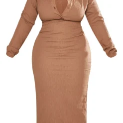 Plus Robe Mi-longue Texturée Chocolat à Boutons -Promos Jupe Éthérée Boutique 4ee0cb1b7ae5533cf00c51a844ba051f63211f54 cnc9668 5