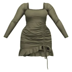 Shape Robe Moulante Manches Longues En Mesh Kaki à Côté Froncé Et Ourlet Volanté -Promos Jupe Éthérée Boutique 50385a8c321b588ec27b48802b6c5c13fdb8fb65 cnd4265 5