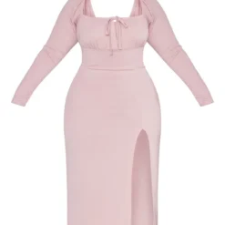 Plus Robe Mi-longue Rose Nouée Devant à Manches Bouffantes -Promos Jupe Éthérée Boutique 5111772942bc8fa27e9c69e640f5a3dc3379c098 cnc2191 5