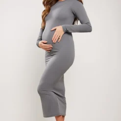 Maternité Robe De Grossesse Longue Gris Clair Sculpt Luxe à Manches Longues -Promos Jupe Éthérée Boutique 5152132c960952bb822f7cf6cf8cc8e1330be643 cnd3250 3