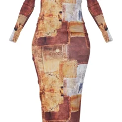 Tall Robe Mi-longue Marron à Imprimé Jean Et épaules Dénudées -Promos Jupe Éthérée Boutique 516e572da0f21c5853c6c67670be2ebcd88475a1 cnd3417 5