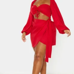 Plus Robe Moulante Découpée Froncée Rouge -Promos Jupe Éthérée Boutique 51a80b3575d205e91327c4d7f5ebeda566dd0372 imt0915 4