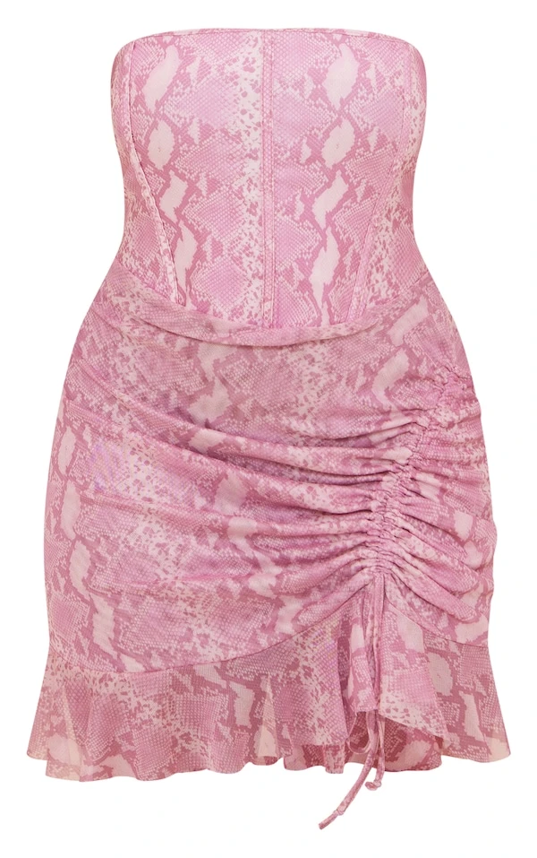 Shape Mini Robe Corset Imprimé Serpent Rose Froncé Sur Le Côté 5 Shape Mini Robe Corset Imprimé Serpent Rose Froncé Sur Le Côté – Image 5