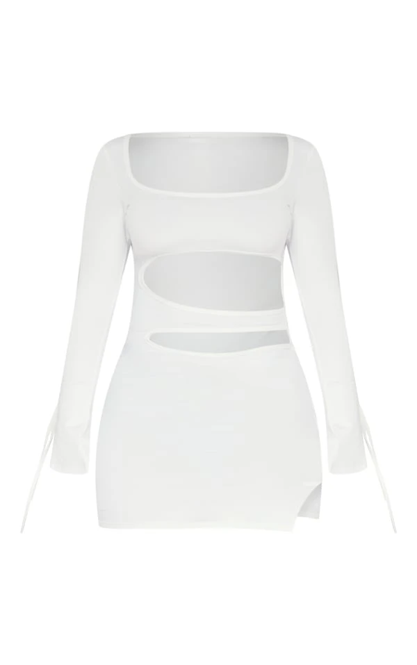 Shape Mini Robe Douce Sans Coutures Blanche à Découpes Et Col Carré 5 Shape Mini Robe Douce Sans Coutures Blanche à Découpes Et Col Carré – Image 5