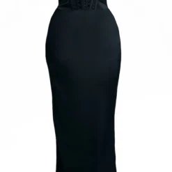 Plus Robe Corset Longue Satinée Noire -Promos Jupe Éthérée Boutique 52b306a1ccd7963e14846873250af3cd8521453e cnc5105 5