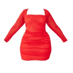 Plus Robe Moulante En Mesh Froncé Rouge à Col Carré -Promos Jupe Éthérée Boutique 52d3b553c8d54fb0d5c5f233e9f06472bba52bf1 cna0563 5