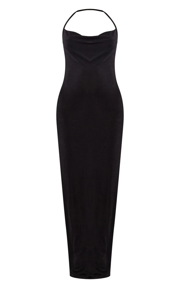 Maternité Robe De Grossesse Longue Noire à Col Bénitier 5 Maternité Robe De Grossesse Longue Noire à Col Bénitier – Image 5