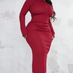 Plus Robe Mi-longue Prune Foncé à Manches Longues Et Ourlet Légèrement Volanté -Promos Jupe Éthérée Boutique 539a7b2256d93fcb6ffec141b884041e77620309 cnc2221 3